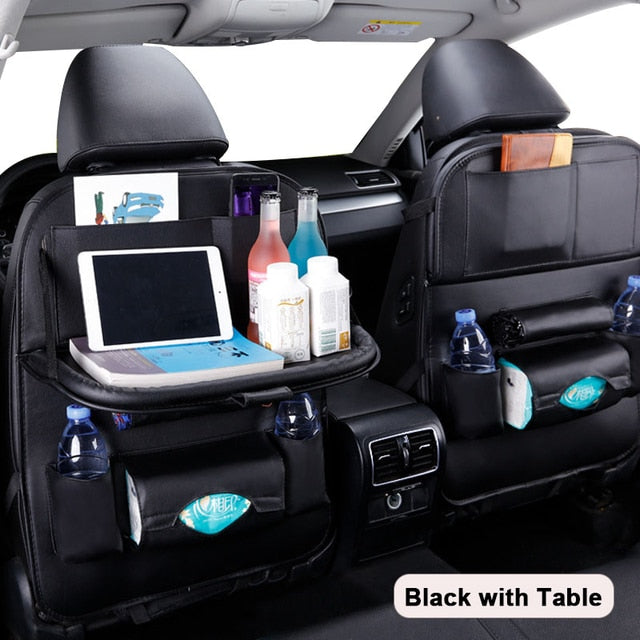 Car Seat Back Organizer with Tray (Leather)