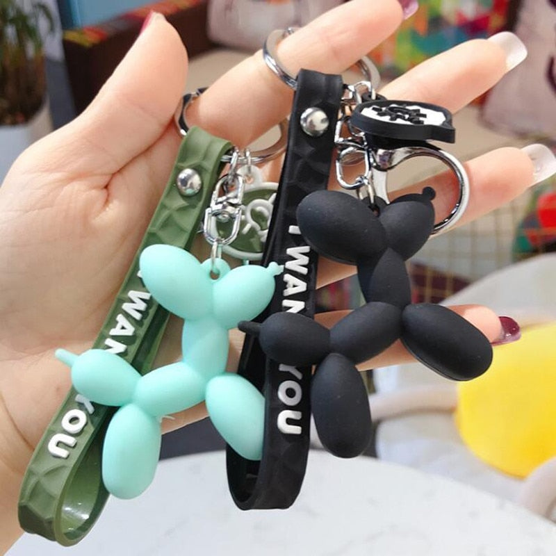 New Fashion Stereo Cute Balloon Dog Keychain Key ring