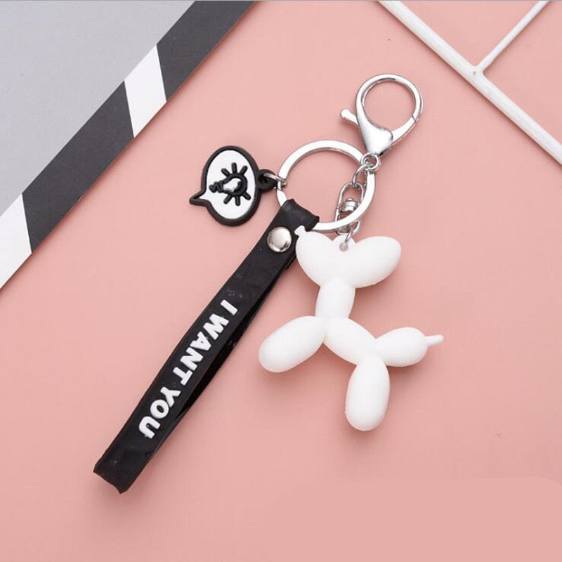 New Fashion Stereo Cute Balloon Dog Keychain Key ring