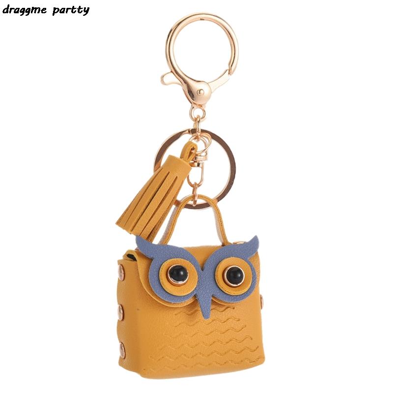 Cute Owl Keychains Designer Animal Fur Chick Car Keyring Chain