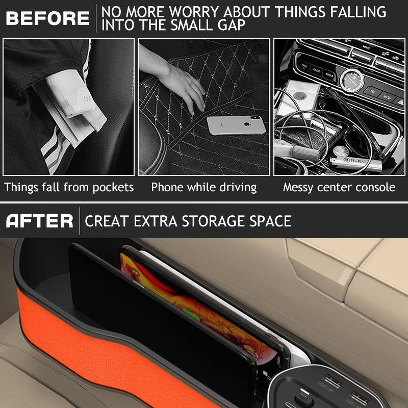 2022 universal Car Seat Gap Filler, Wireless/wired Charging, Car organizer